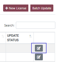 A view of the Edit License icon.
