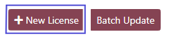 A view of the New License button.